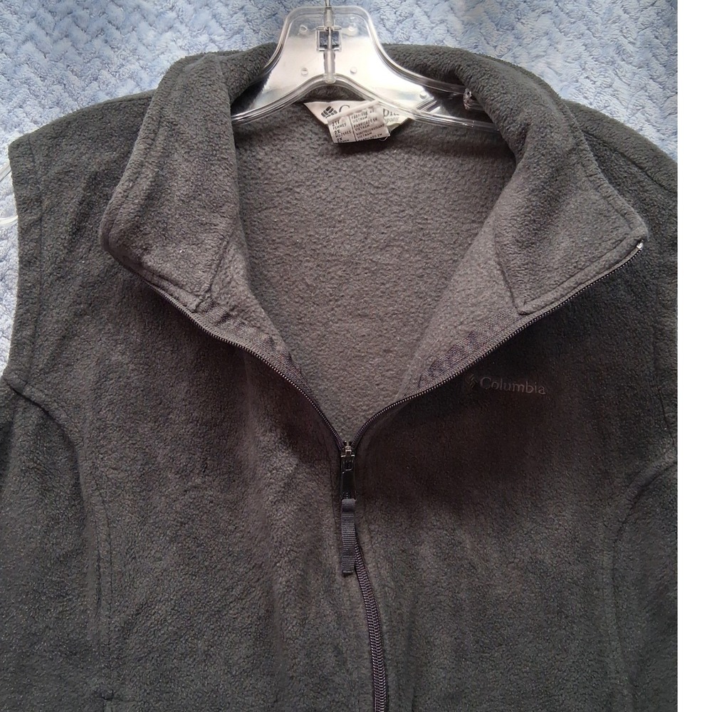 Columbia Womens 2X Fleece Vest Full Zip Charcoal Gray Pockets Outdoor Layer